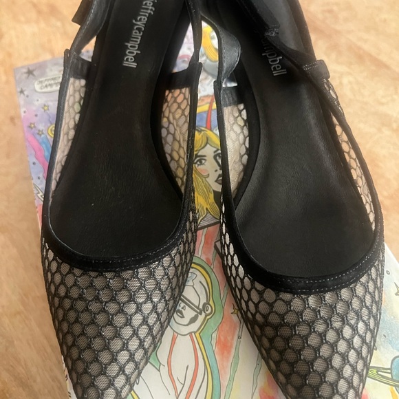 Jeffrey Campbell Emelia Hi Womens Black Pointed Toe Slingback Kitten Heel  7.5 - Picture 3 of 5